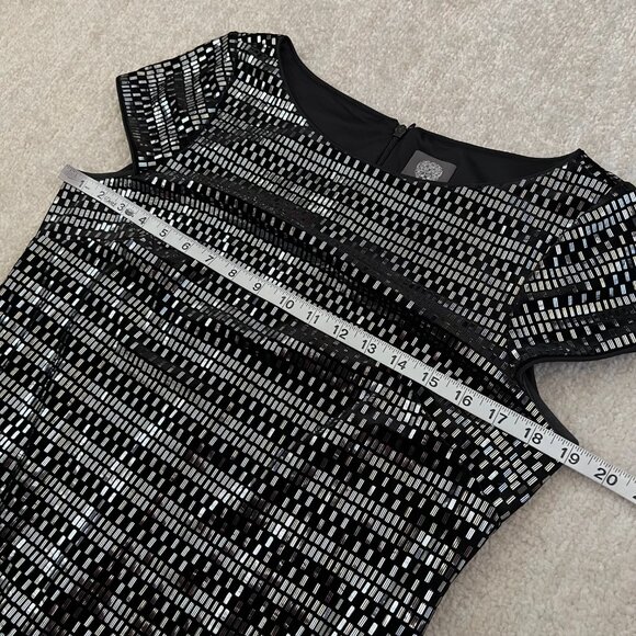 Vince Camuto Black Silver Cocktail Mini Dress 12 - Picture 7 of 10